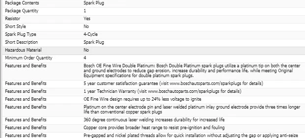8 Double Platinum Spark Plugs For 1981-1982 DODGE B150 V8-5.2L - Image 4 of 4
