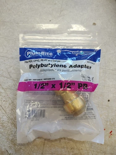 Jones Stephens C77414LF 1/2" Polybutylene x 1/2" PlumBite Push On Transition - Picture 2 of 5