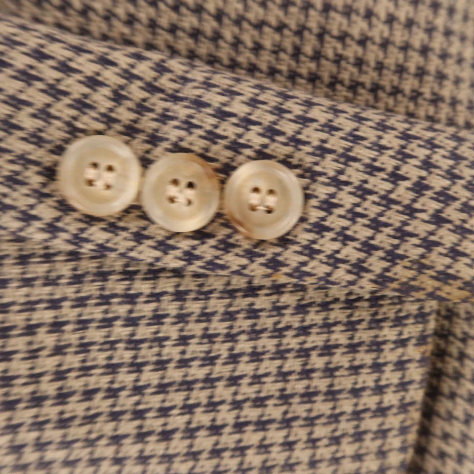 Chaqueta de Colección Hopsack XL Azul Beige Pata de Gallo Cuadros Lana Blazer Abrigo Deportivo 48L Foto 4 de 4