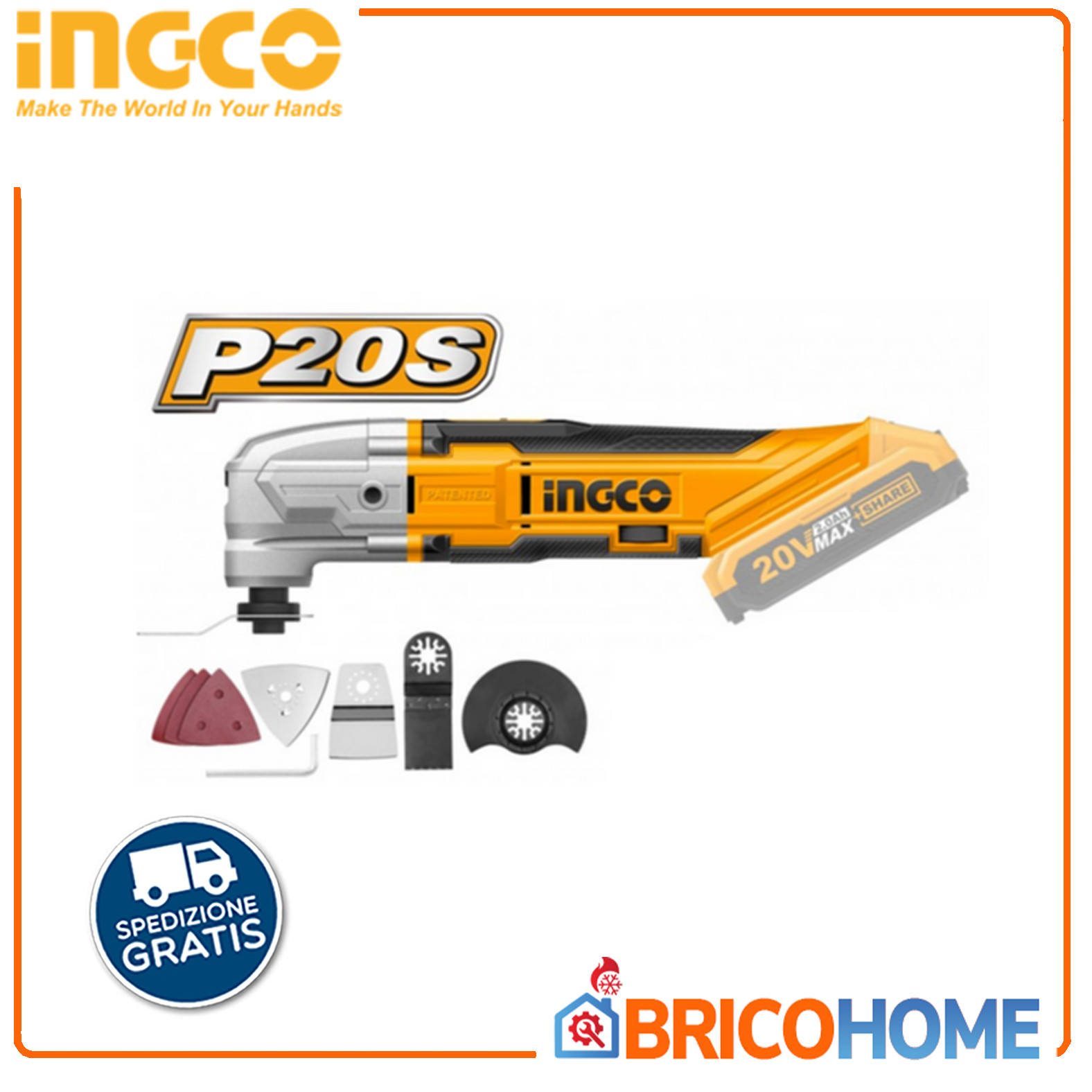 Levigatrice Smerigliatrice 20V Ingco | Sicurezza e Potenza Cordless