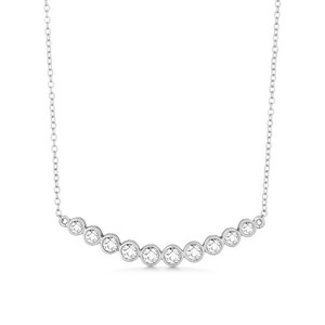 curved cz sterling necklace bar silver