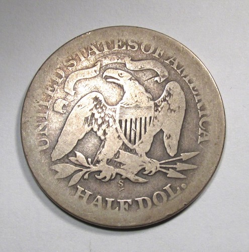 1867-S Silver Seated Liberty Half Dollar AG Coin AQ634 - Picture 3 of 3