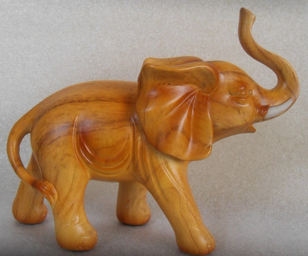 Elephant Figurine Trunk up Good Luck Wealth 5.25