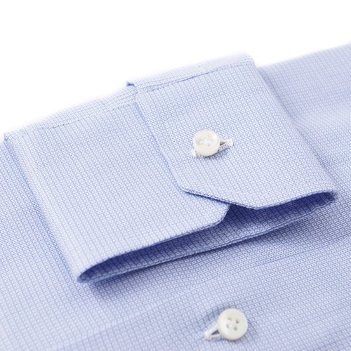 NWT $395 SARTORIO NAPOLI Sky Blue Patterned Cotton Dress Shirt 15.5 x 35 - Picture 2 of 5