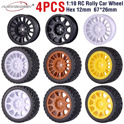 12mm Hex RC Wheels Reifen 1/10 für Rally Racing Car Tamiya TT02 Traxxas HSP HPI