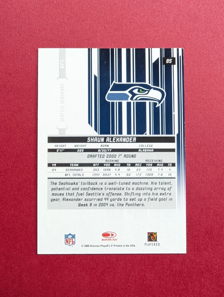 2005 Leaf Rookies & Stars Longevity Black /99 Shaun Alexander #85 - Image 4 of 4
