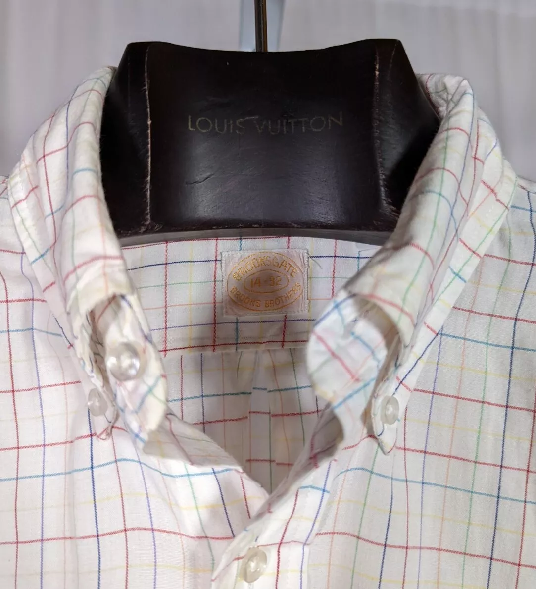 Brooks Brothers Vintage 60s 70s Multicolor Check Windowpane Cotton Shirt 14 | 32