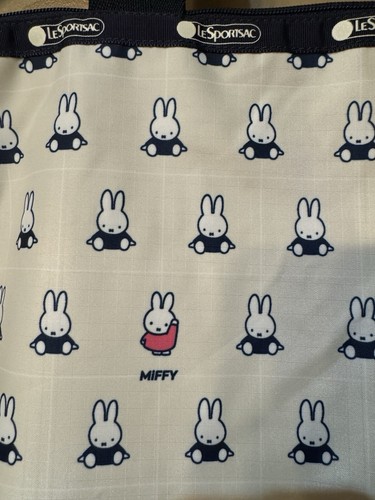NWT Lesportsac Miffy Grid Check Dick Bruna Deluxe Easy Carry Tote - Picture 3 of 6