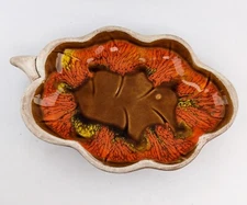 Vintage Santa Anita Ware Autumn Leaf 8" Dish Bowl Orange Mid-Century Modern CA