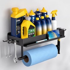 Garage Towel Holder with Shelf, Wall Mount  Black