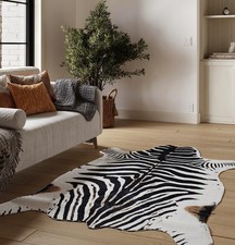 Faux Zebra Rug Large (4.6ft x 6.6ft) - Zebra Print Western Boho Decor - Synth...