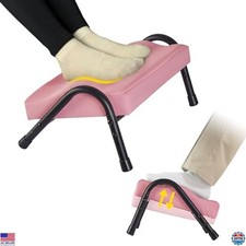 Ergonomic Pink Leather Foot Rest - Adjustable Under Desk Support for Back & Hips