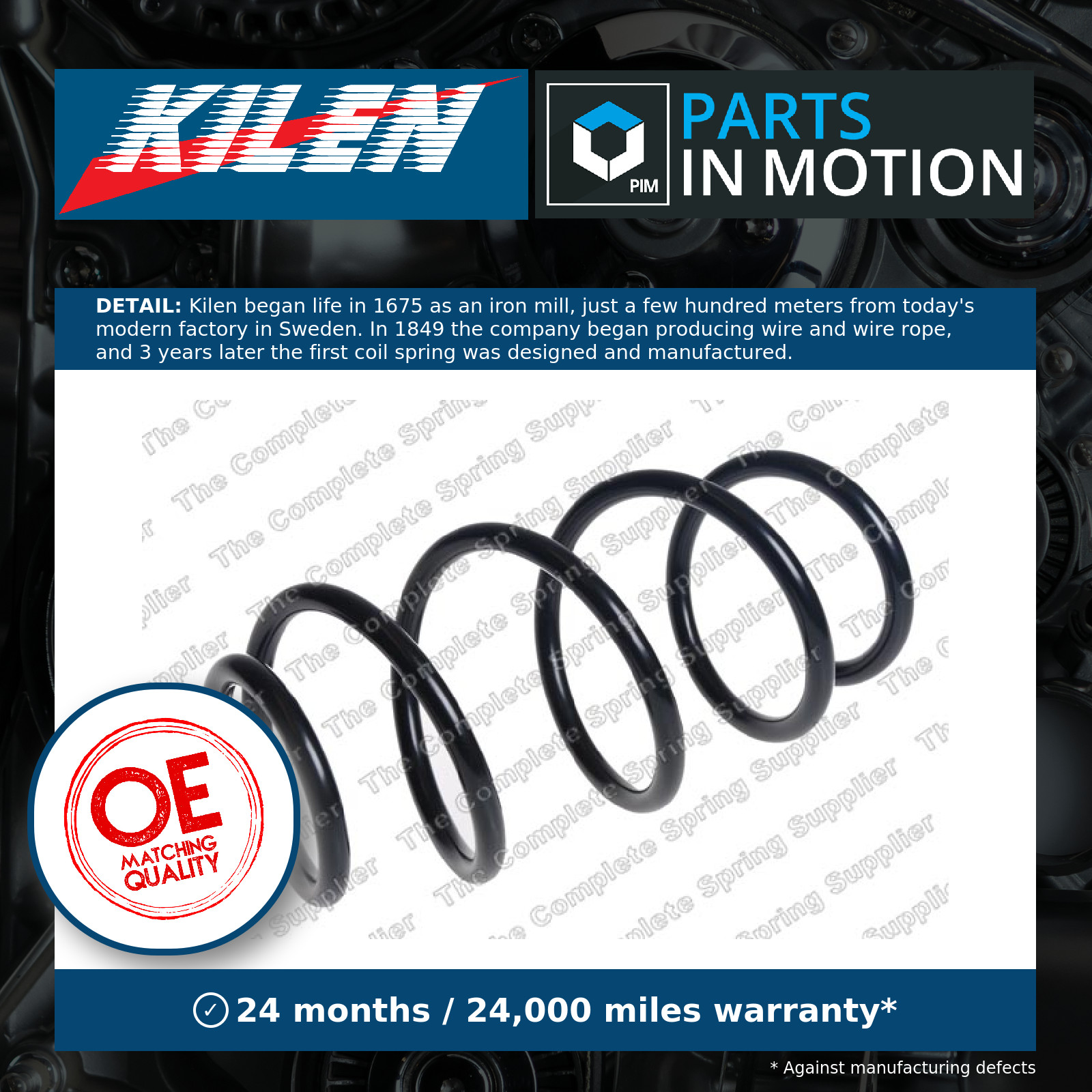 Coil Spring fits VAUXHALL CORSAVAN E 1.3D Front 2014 on Suspension Kilen 312650