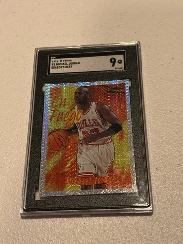 Michael Jordan 1996-97 Topps Season's Best En Fuego Card #SB1-SGC Graded 9