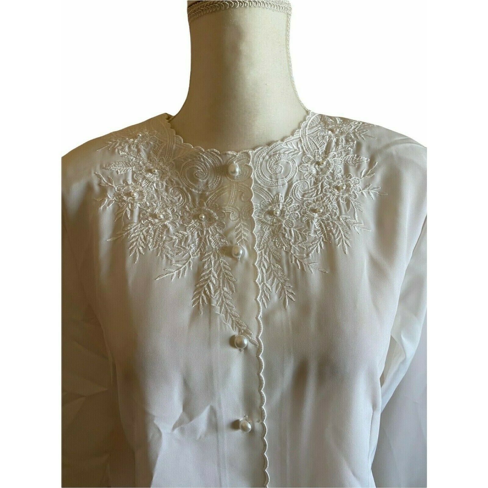 Notation women button front embroidered long slee… - image 3