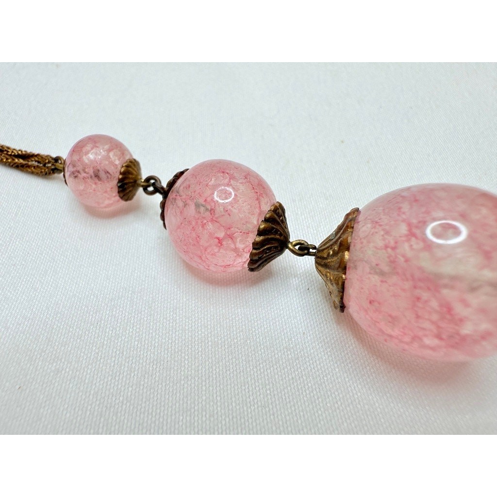 Antique Art Deco Czech 'Sugar Glass' Lavalier Necklace