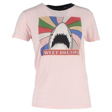 Saint Lauren Shark Print T-Shirt In Pink Cotton Men Pink Size 44