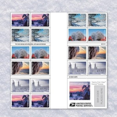 United States Postal Service Winter Landscapes 2025 5 Books Of 20 First-Class