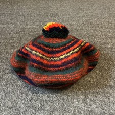 Vintage Wool Traditional Tam o' Shanter Flat Bonnet Red Green White Yellow Hat