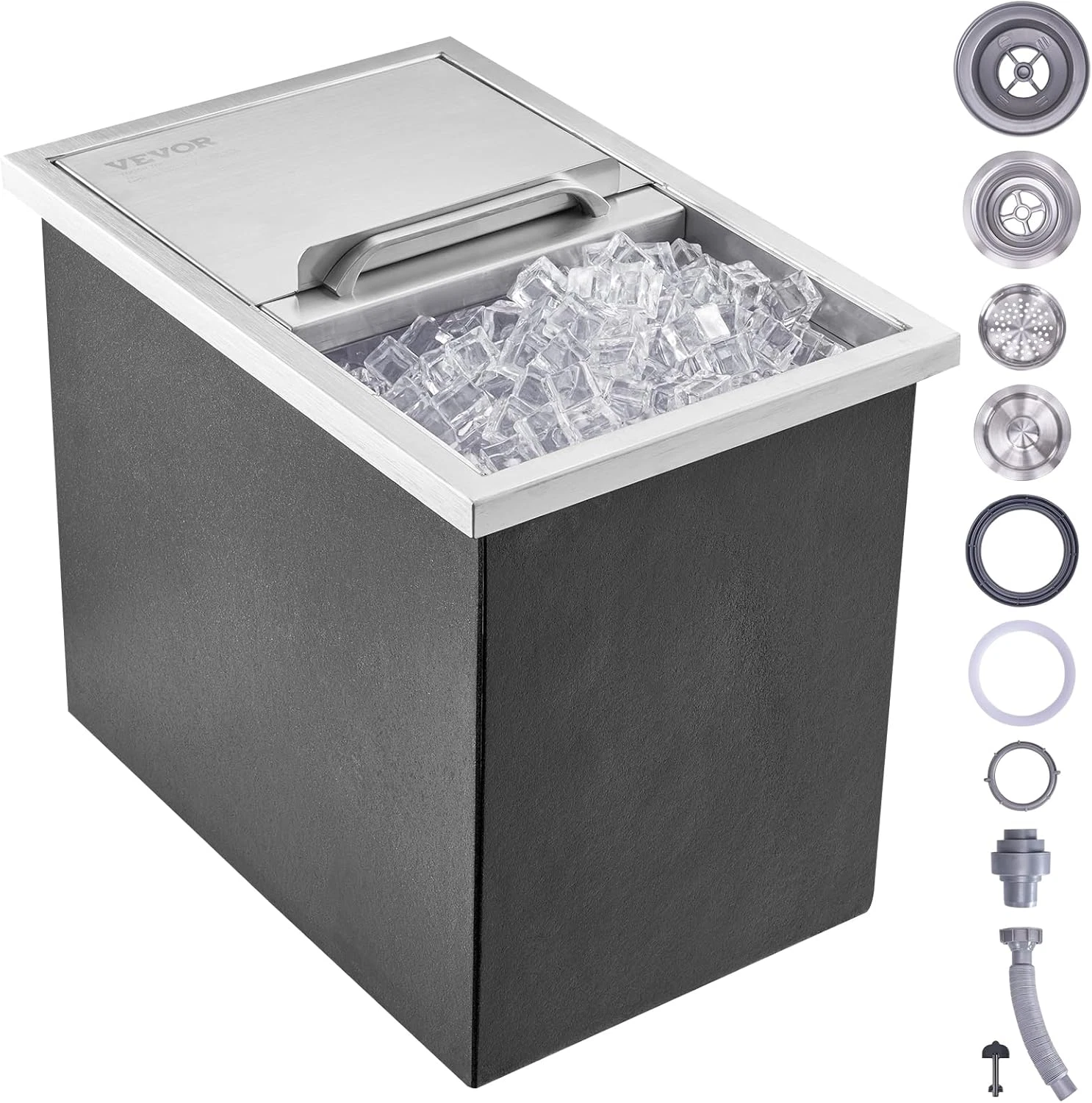 40.9 Qt Stainless Steel Drop-In Ice Chest for Outdoor Bars and Kitchens