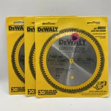 LOT OF 3 Dewalt DW9053 5-3/8", Saw Blade Paneling/Vinyl Siding, 78 TEETH NIB
