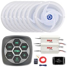 Metra Marine Controller, 8x 5.25" Blue LED Speakers, 2x Amplifier, Splitter, Kit