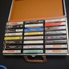 Vintage Cassette Tapes Mix Lot of 25 With leather Case