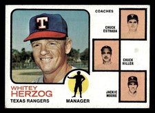 1973 Topps Baseball Whitey Herzog Rangers Mgr #549 EX/MT Texas High #