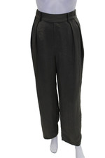 Vince Womens Solid Pleated Wide Leg Elastic Waist Trousers Green Size M