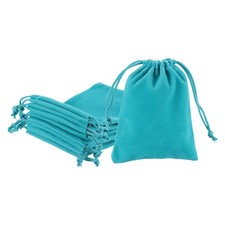20Pcs Velvet Gift Bags 4 x 4.8" Velvet Drawstring Jewelry Pouches Peacock Blue