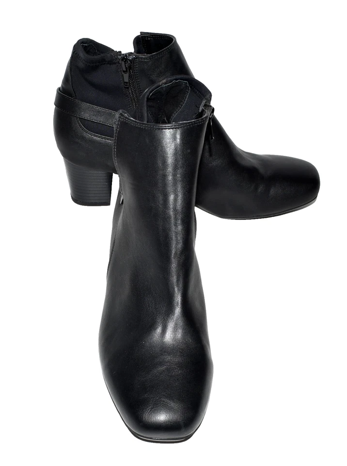 Botas al tobillo East 5th negras de imitación de cuero espuma viscoelástica con cremallera lateral para mujer talla 11 anchas Foto 4 de 4