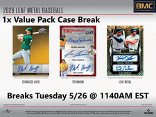 Tommy John 2026 Leaf Metal Baseball 1x Value Pack Case Break #4