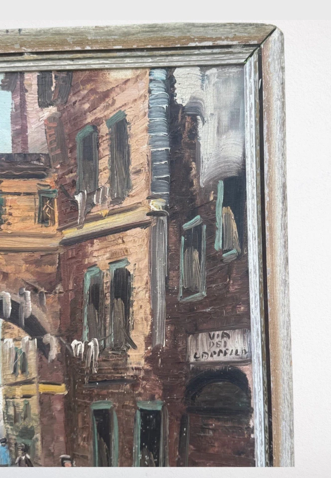 1997 Vintage Italian Street Scene Original Oil Painting Signed By J.Rossi - image 3 of 4