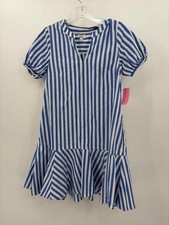 Pre-Owned J Crew Blue Size 0 Stripe Knee Length Short Sleeve Dress
