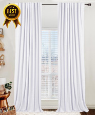 96  Linen Blackout Curtains 2 Panels Set Back Tab/Rod Pocket Thermal Insulated D