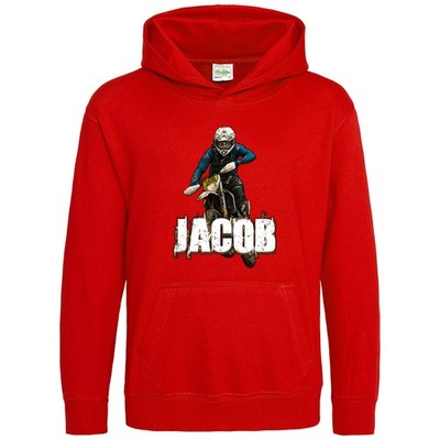 Personalisierter Motorcross-Hoodie Kinder Jungen Action-Aufnahme individuell Dirt Bike Rennsport...