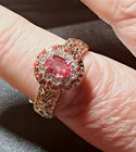 Gems en Vogue 1.28ctw natural  Padparadscha Sapphire & White Zircon Ring  Sz 11 — photo 3