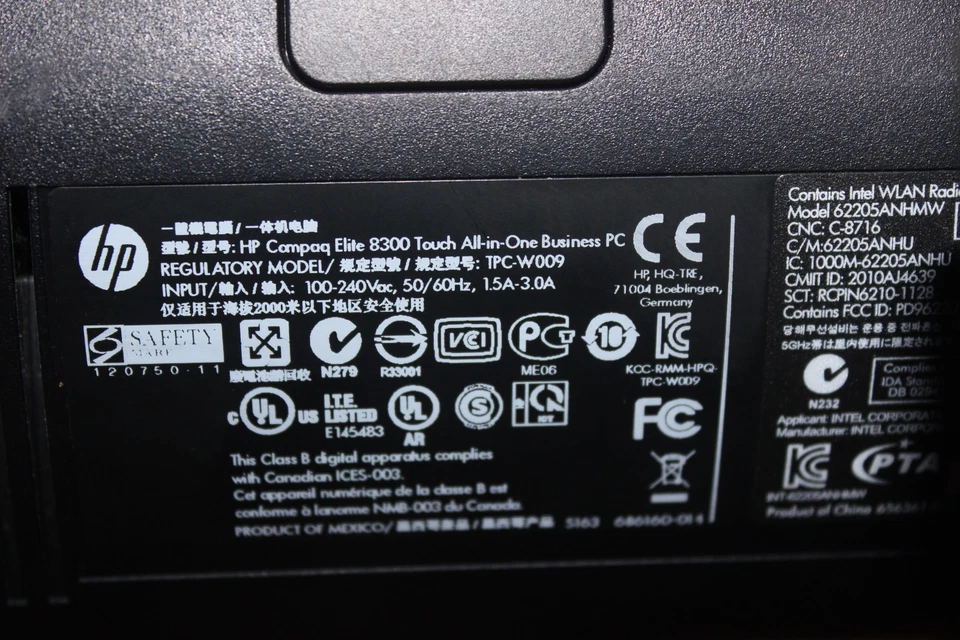 Hp Compaq Elite 8300 Touch All-in-One Business PC Regulatory Model + Stand Used - Image 2 of 4