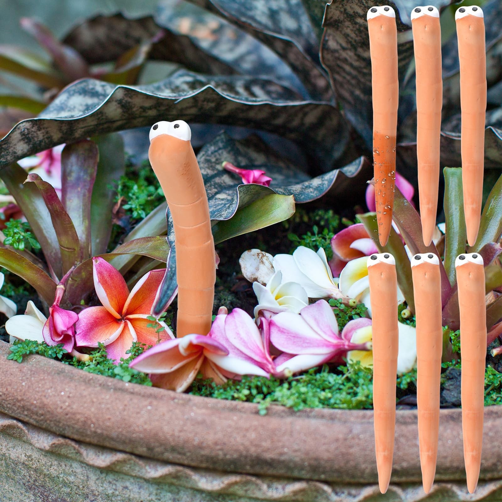 6 Pcs Water Sensor Ceramic Worm The Potting Shed Worm Water Sensor Plant Deco...