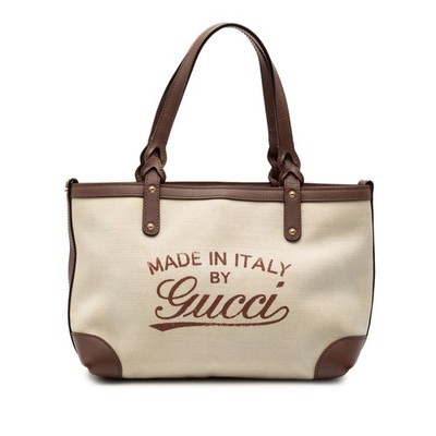 Gucci Small Canvas Logo Craft Tote Pre-Loved Light Beige