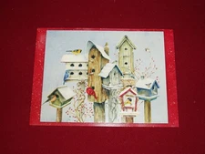 18 Boxed Christmas Cards Winter Housing MANY Snow-Covered Bird Houses