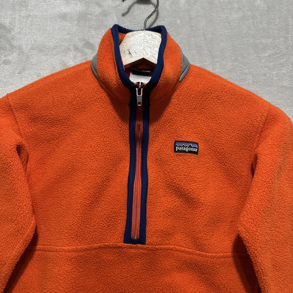 VINTAGE 1997 Patagonia Synchilla Pullover Kids XS Orange Half Zip