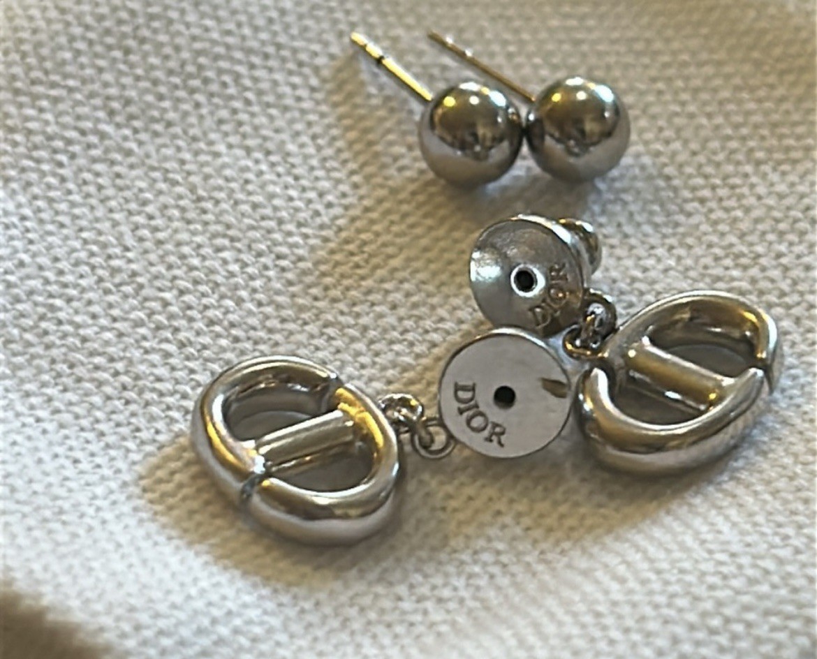 Dior CD NAVY EARRINGS Silver-Finish Metal | eBay