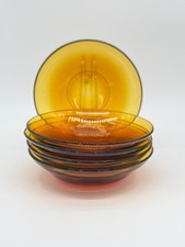 Set Of 5 Retro Amber Depression Glass Salad/Ice Cream Bowls 12" Dia
