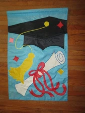 Graduation Cap Outdoor Flag 27 x 42 inches plastic pole mount insert included
