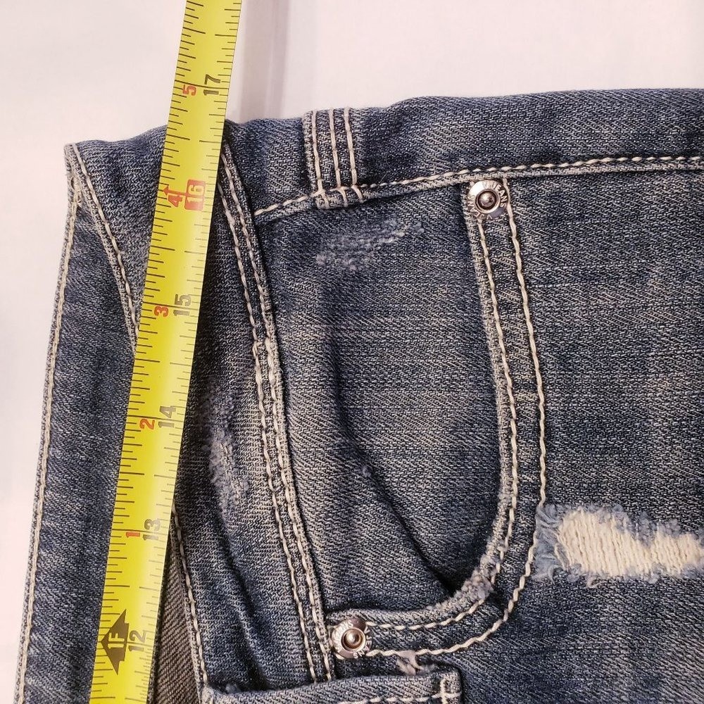 Vigoss Jeans size 11 contrast stitching distressed skinny mid wash