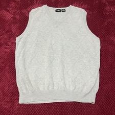 Haggar Men  s Sweater Vest. Sz L. V-Neck. Light Gray Argyle.