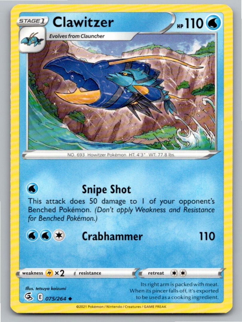 2021 POKEMON CLAWITZER FUSION STRIKE 075/264 UC NM A59032 FREE S&H