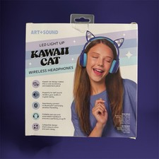 ART SOUND Kawaii Cat LED Bluetooth Wireless Kids Headphones Blue NEW SEALED