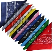 12 Pack Assorted Colors Cotton Paisley Bandanas for Men & Women